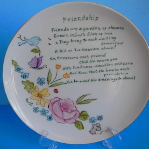 Hand Painted Plate, Shabby Chic Plate, Pastel Floral Plate, Vintage Porcelain Plate, Friendship Gift, Housewarming Gift