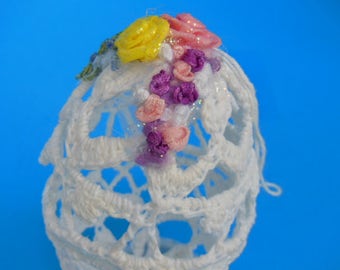 Vintage Easter Egg Ornament, Crocheted Egg, Handmade Easter Egg, Vintage Easter Decor