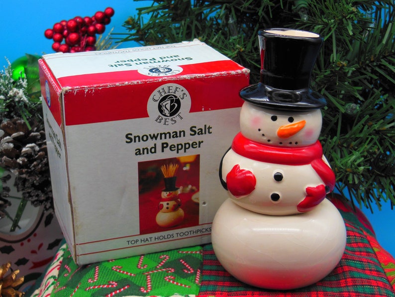 Snowman Salt and Pepper Shakers Vintage Snowman Spice Etsy