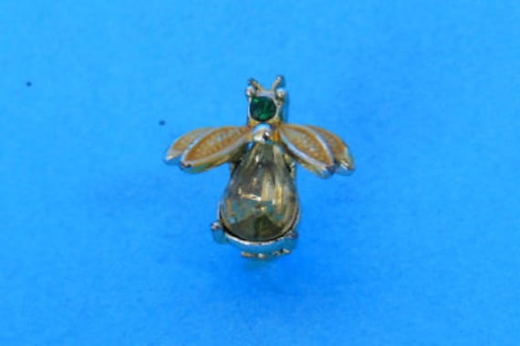 Vintage Bee Brooch, Yellow Rhineston Pin , Rhines… - image 5