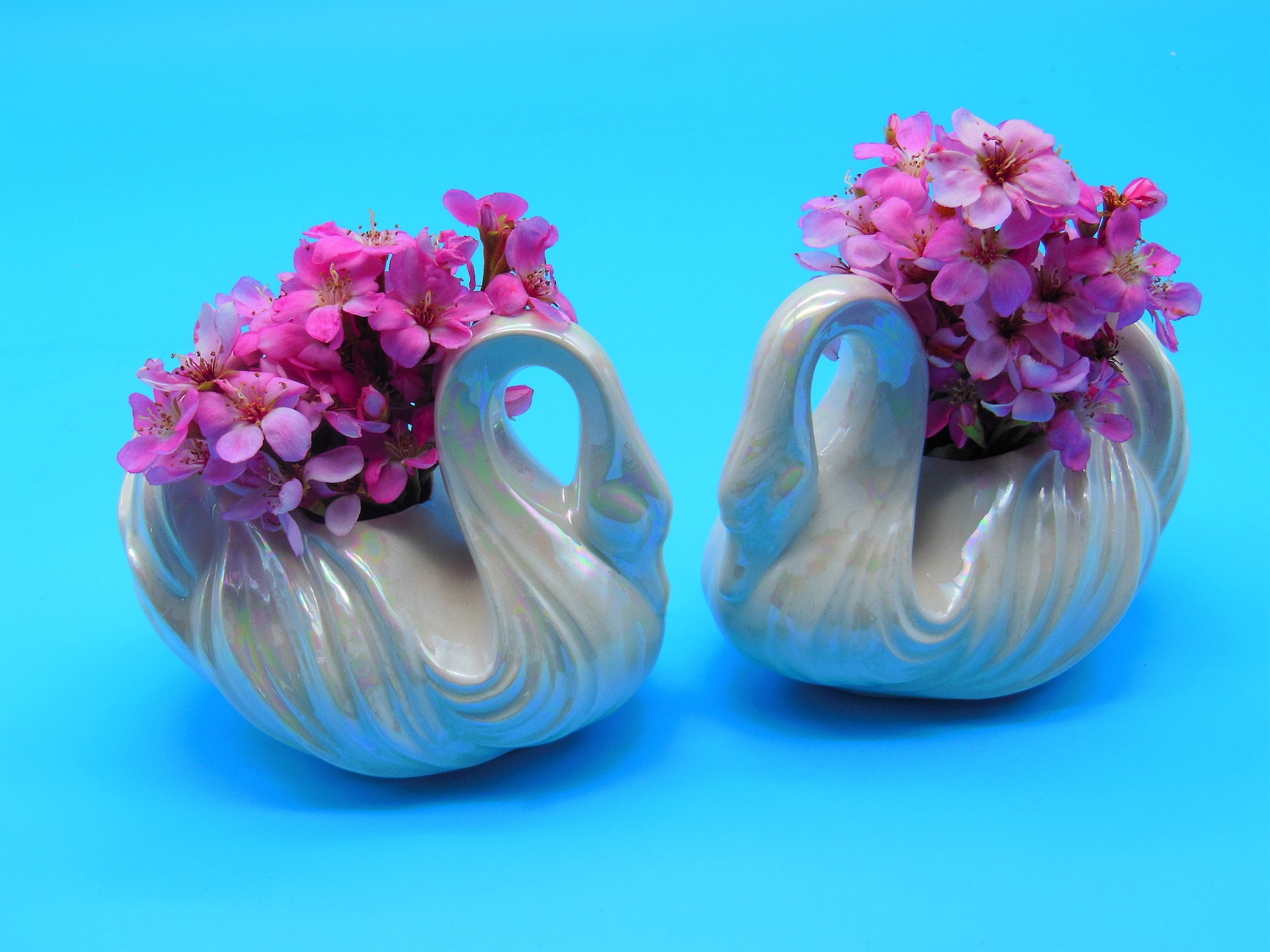 Pair of White Swan Vases Swan Decor Porcelain Vases Swan Etsy