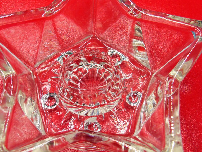 Star Candle Holder Clear Glass Candle Holder Hazel Atlas Etsy