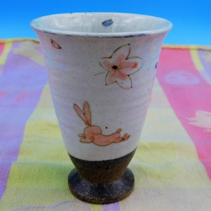 Stoneware Tumbler, Vintage Asian Inspired Drinking Cup, Pottery Tumbler