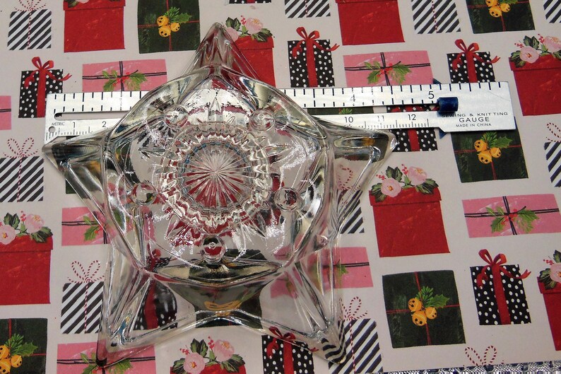 Star Candle Holder Clear Glass Candle Holder Hazel Atlas Etsy