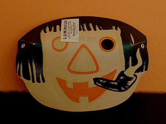 Vintage Luminous Masklite Mask, Child's Hobo Mask… - image 1