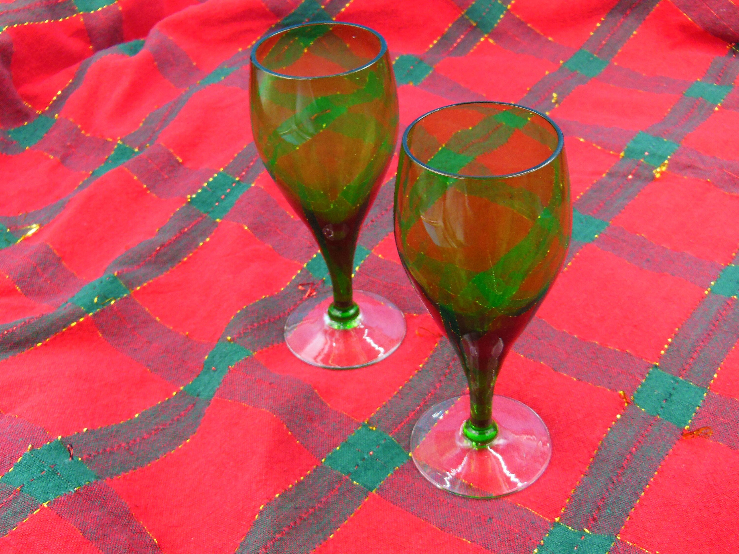 Vintage Cocktail Glasses Green Vintage Stemware Retro Etsy