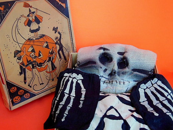 Vintage Halloween Costume, Vintage Skeleton Costum