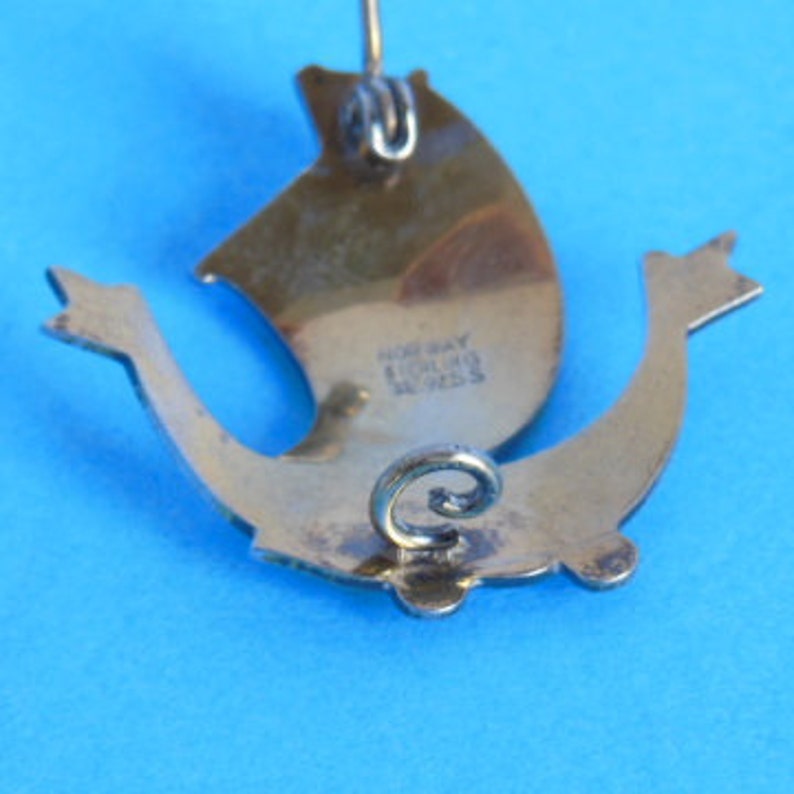 Viking Ship Brooch Vintage Blue Norwegian Ship Lapel Pin Askel Etsy