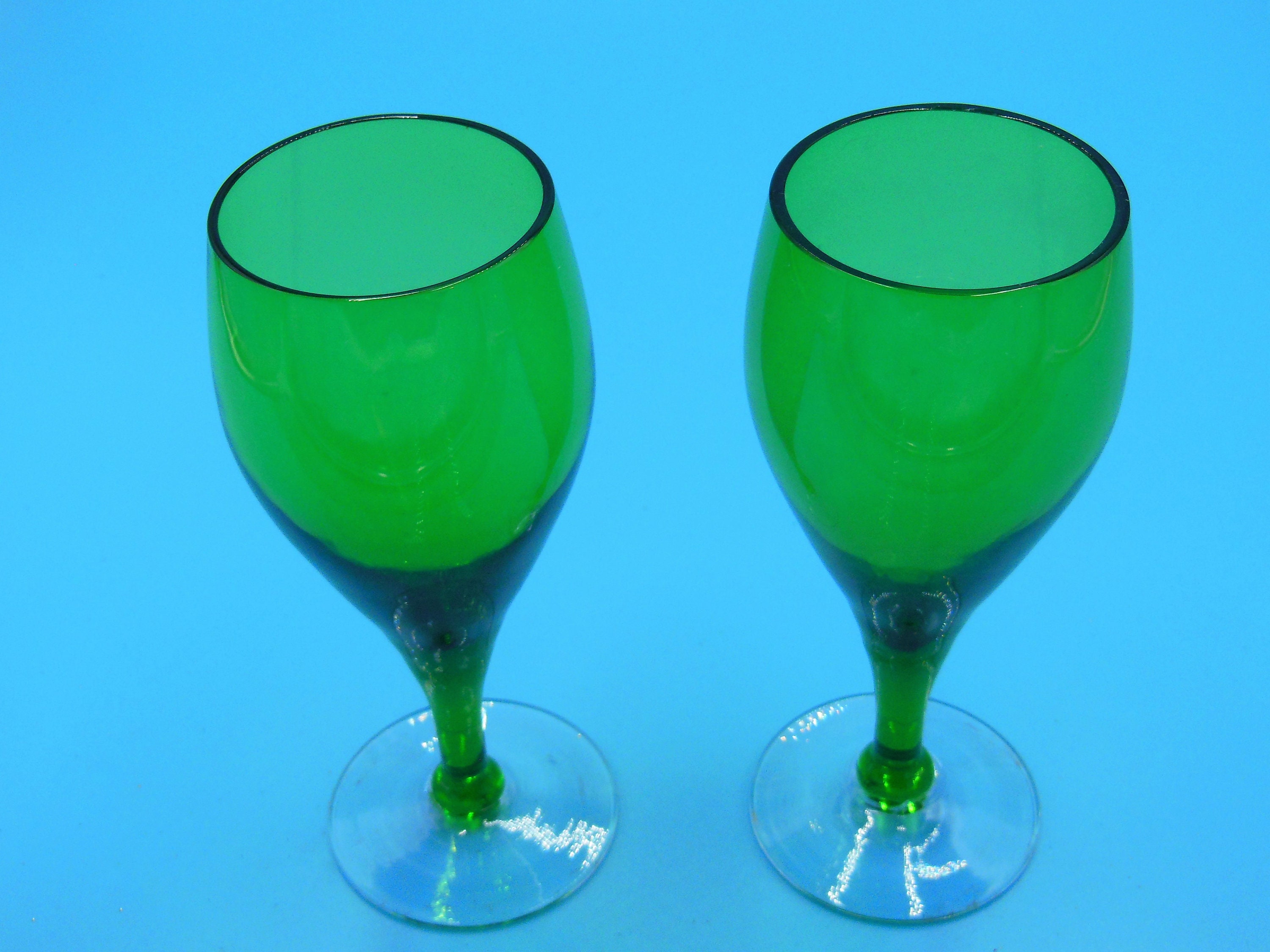 Vintage Cocktail Glasses Green Vintage Stemware Retro Etsy