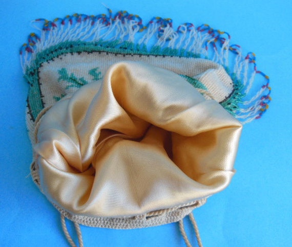 Vintage Beaded Reticule Purse, Victorian Beaded H… - image 3