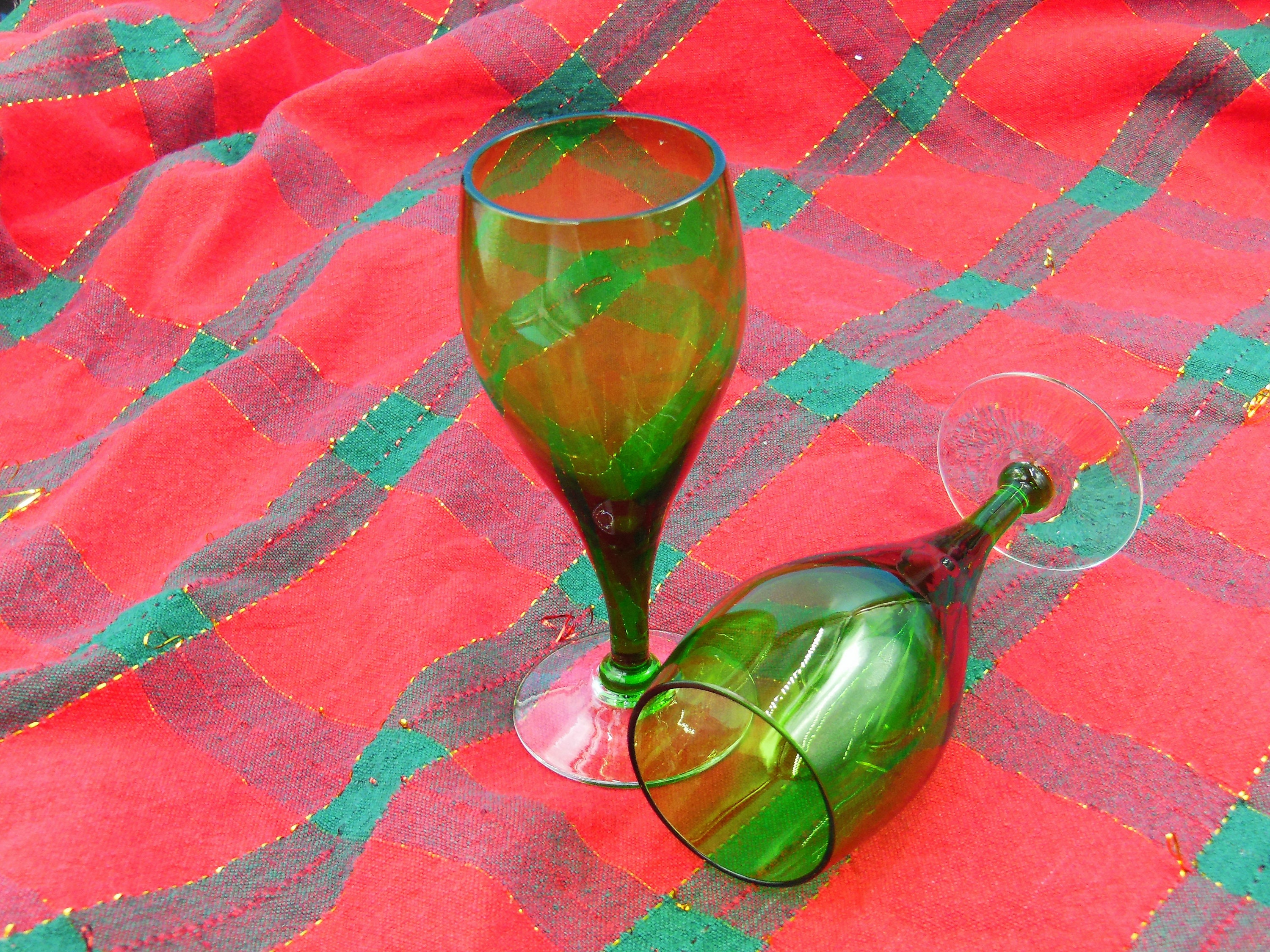 Vintage Cocktail Glasses Green Vintage Stemware Retro Etsy