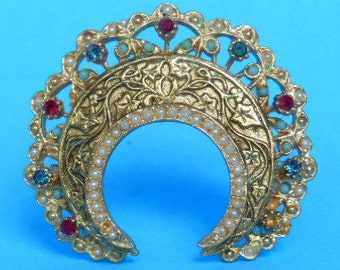 Vintage Crown Brooch, Vintage Rhinestone Brooch, Vintage Costume Pin, Vintage Costume Jewelry, Vintage Jewelry