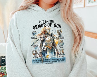 Armor of God Hoodie, Christian Hooded Sweatshirt for Woman, Ephesians Bible Verse Hoodie