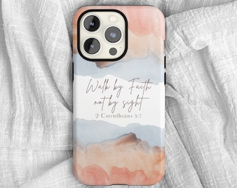 Walk by Faith iPhone Case: Boho Christian Bible Verse Quote
