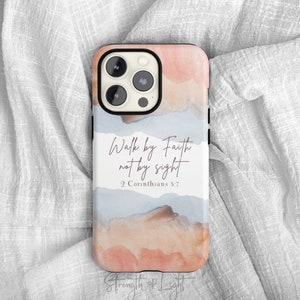 Walk by Faith iPhone Case: Boho Christian Bible Verse Quote
