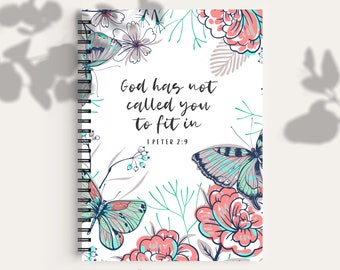 Christian Notebook, Christian Quote Spiral Notebook Ruled Line, Bible Verse Journal, Prayer Journal, Butterfly Notebook