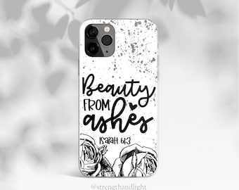 Beauty for Ashes Tough iPhone Case, Christian Phone Case, Boho Bible Verse Quote Samsung S20 Phone Case, 13, iPhone 14 Pro Max