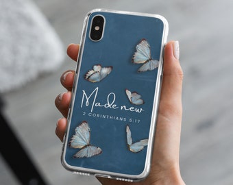 Made New Christian iPhone Case, Bible Verse Quote Clear Rubber Phone Case, 12 mini, 13, iPhone 11 Pro Max, Xr, X, SE, 7, 8 Plus