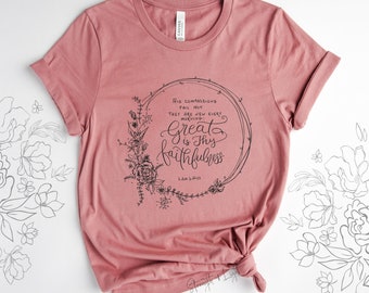 Groot is uw trouw christelijk shirt voor vrouwen | Christelijke Gift | Hymne Tee | Bijbelstudie Gift | Plus Size beschikbaar