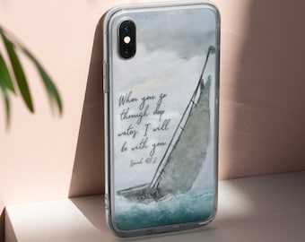 Deep Waters Isaiah 43:2 Christian iPhone Case, Watercolor iPhone 13 Case, iPhone 11, Phone Case for Girls