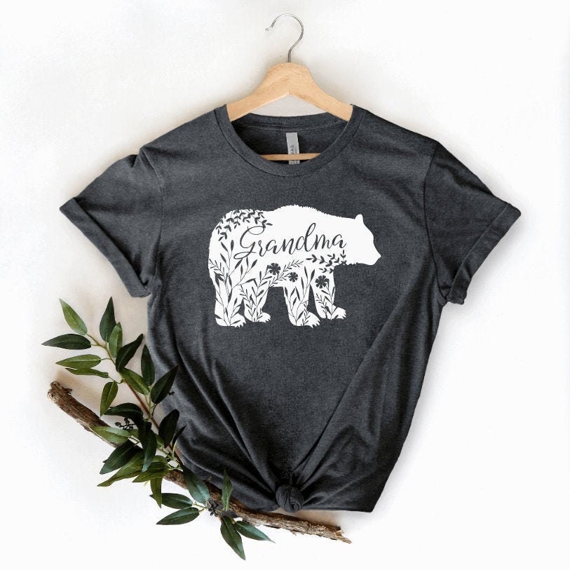 Grandma Bear Shirt, Grandma Bear TShirt, Floral Grandma Bear, Pregnan…