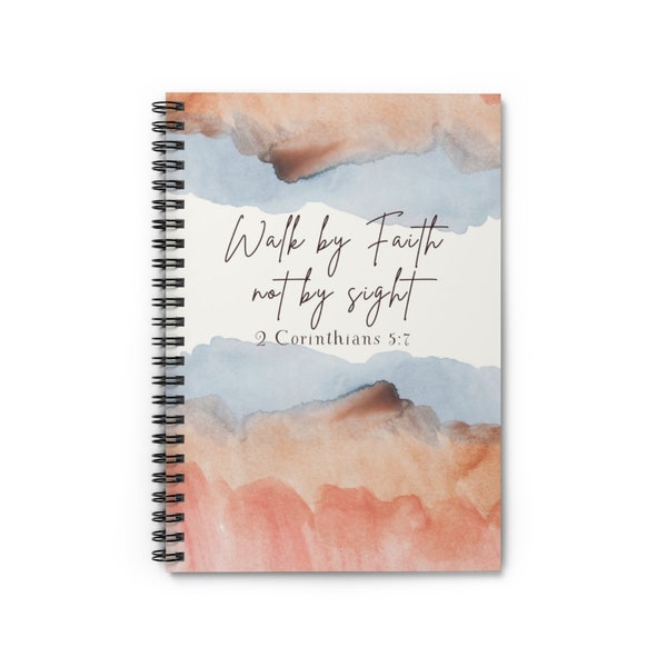 Personalized Christian Notebook, Walk by Faith Spiral Notebook Ruled Line, Trendy Christian Gift, Bible Verse Journal, Prayer Journal