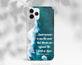 Christian iPhone Case, Bible Verse Phone Case, Rock of Ages iPhone 13 Case, Ocean iPhone 11, Charles Spurgeon Quote Phone Case for Girls