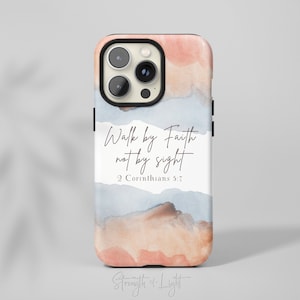 Walk by Faith iPhone Case: Boho Christian Bible Verse Quote
