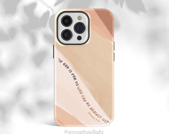 Romans 8:31 Christian Tough Phone Cases, Christian Phone Case, Bible Verse Phone Case, Boho iPhone Case, iPhone 14