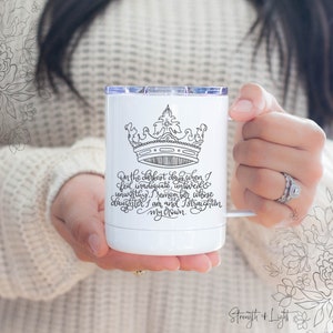 Daughter of the King Stainless Steel Travel Mug - Christian Gifts for Women - Bible Study Coffee Cup