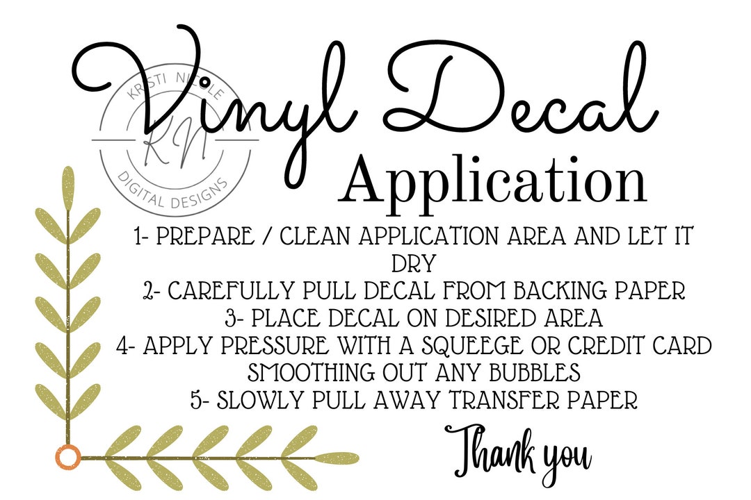 Printable Vinyl Decal Application Card, Digital File Ready to Print ...