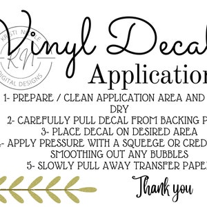 Printable Vinyl Decal Application Card, Digital File Ready to Print, Instant Download, Decal Instructions, Small Business Supplies
