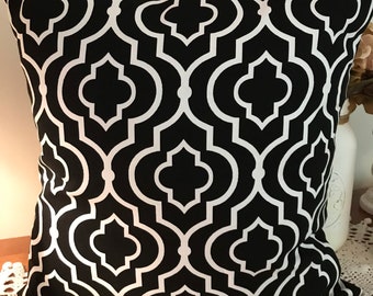 Decorative 18x18 Pillow Cover, Couch Pillow Cover, Throw Pillow Cover, Toss Pillowcase, Black and White Pillowcase