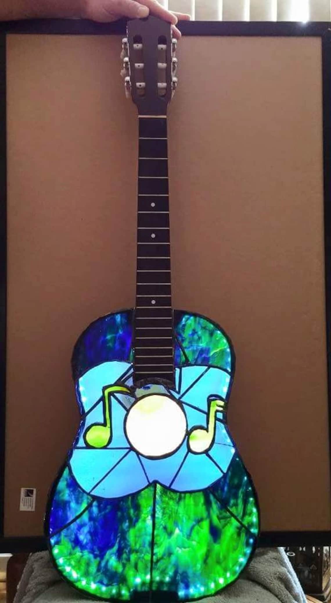 Stained Glass Guitar Lamp Etsy