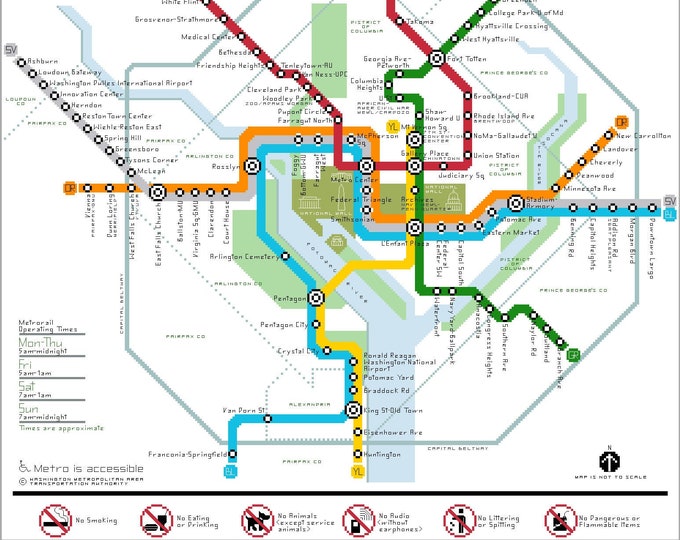DC Metro Map Cross-stitch Pattern Download now With Silver Line - Etsy