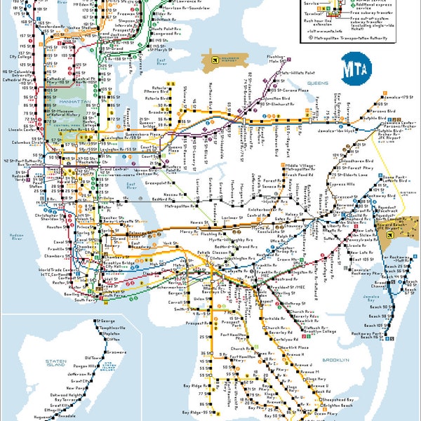 NYC Subway Map Cross-stitch Pattern | PDF Download | Pattern Keeper Compatible | New York USA Manhattan Brooklyn Bronx Queens Staten Island