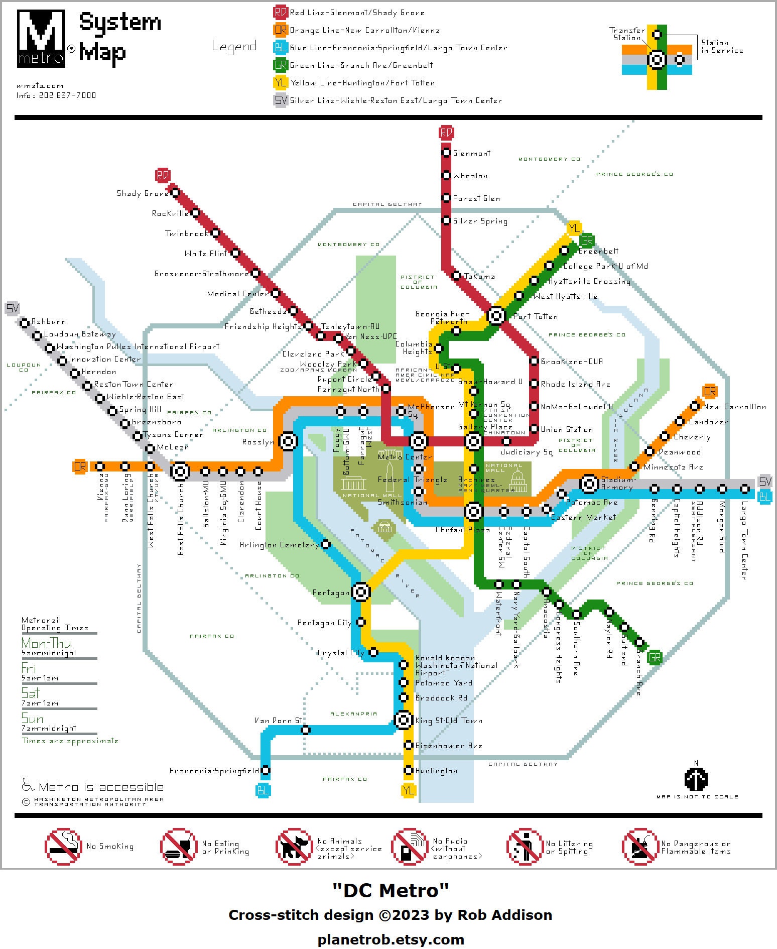 DC Metro Map Crossstitch Pattern PDF Download Pattern Etsy