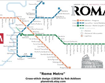 ROM Italien Metro Karte Kreuzstich-Muster (PDF Download)