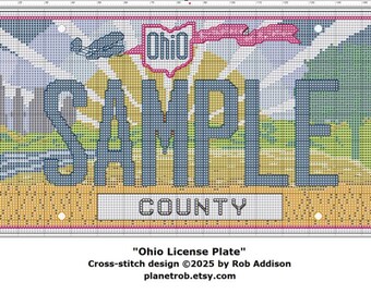 OHIO Sunrise Nummernschild Kreuzstichmuster (PDF Download) | Personalisiert für Dich