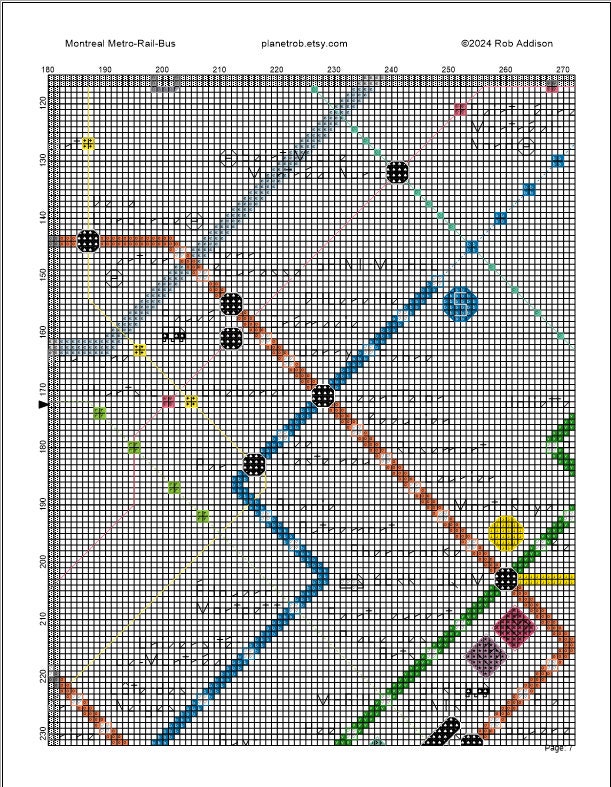 Montreal Metro Map Cross-stitch Pattern (PDF Download) - Etsy