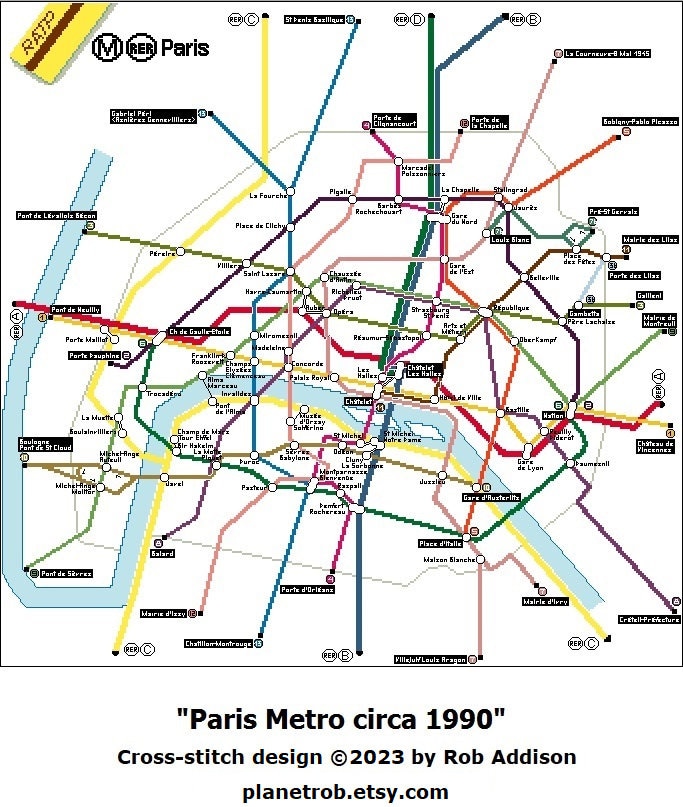 Classic PARIS Metro Map Cross-stitch Pattern PDF Download - Etsy Canada