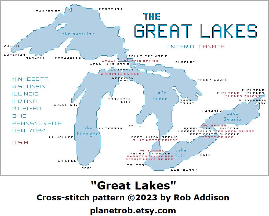 Lks Ama Patterns GREAT LAKES Cross-stitch Pattern UPDATED New Gordie Howe Bridge Pdf ...