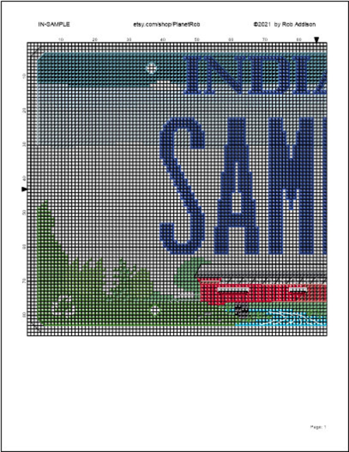 INDIANA License Plate Crossstitch Pattern PDF Download PERSONALIZED