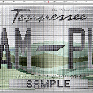 Personalisiertes Tennessee Nummernschild Kreuzstichmuster (PDF Download)
