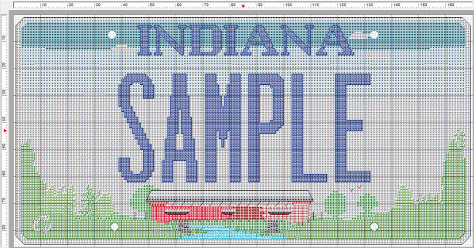 INDIANA License Plate Crossstitch Pattern PDF Download PERSONALIZED