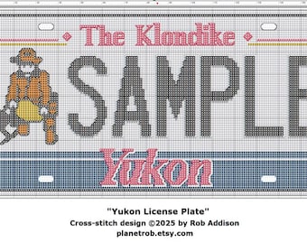 YUKON Nummernschild Kreuzstich-Muster (PDF Download) | Personalisiertes Kanada-Territorium Nord