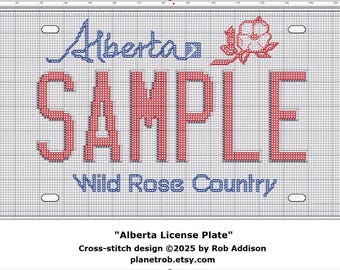 Personalisiertes Alberta Nummernschild Kreuzstich-Muster (PDF Download)