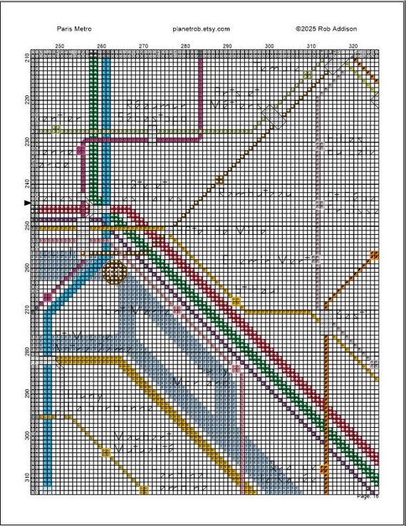 新登場！完成！パリ地下鉄路線図クロスステッチパターン｜18枚セット