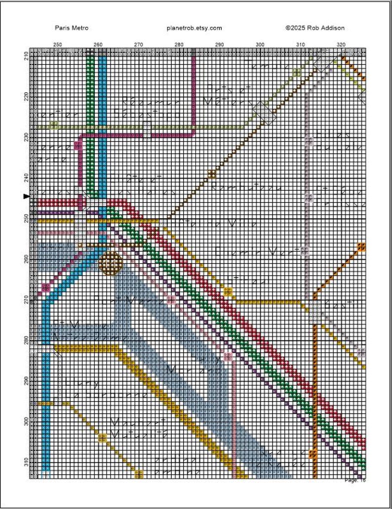 Metro Chart Example New! Complete! PARIS Metro Map Cross-stitch Pattern | 18 Count | PDF ...