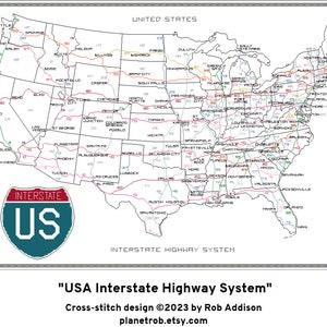 US INTERSTATE Highway System Kruissteekkaart pdf downloaden | Verenigde Staten Verenigde Staten Patroon Ontwerp Wegen Reizen